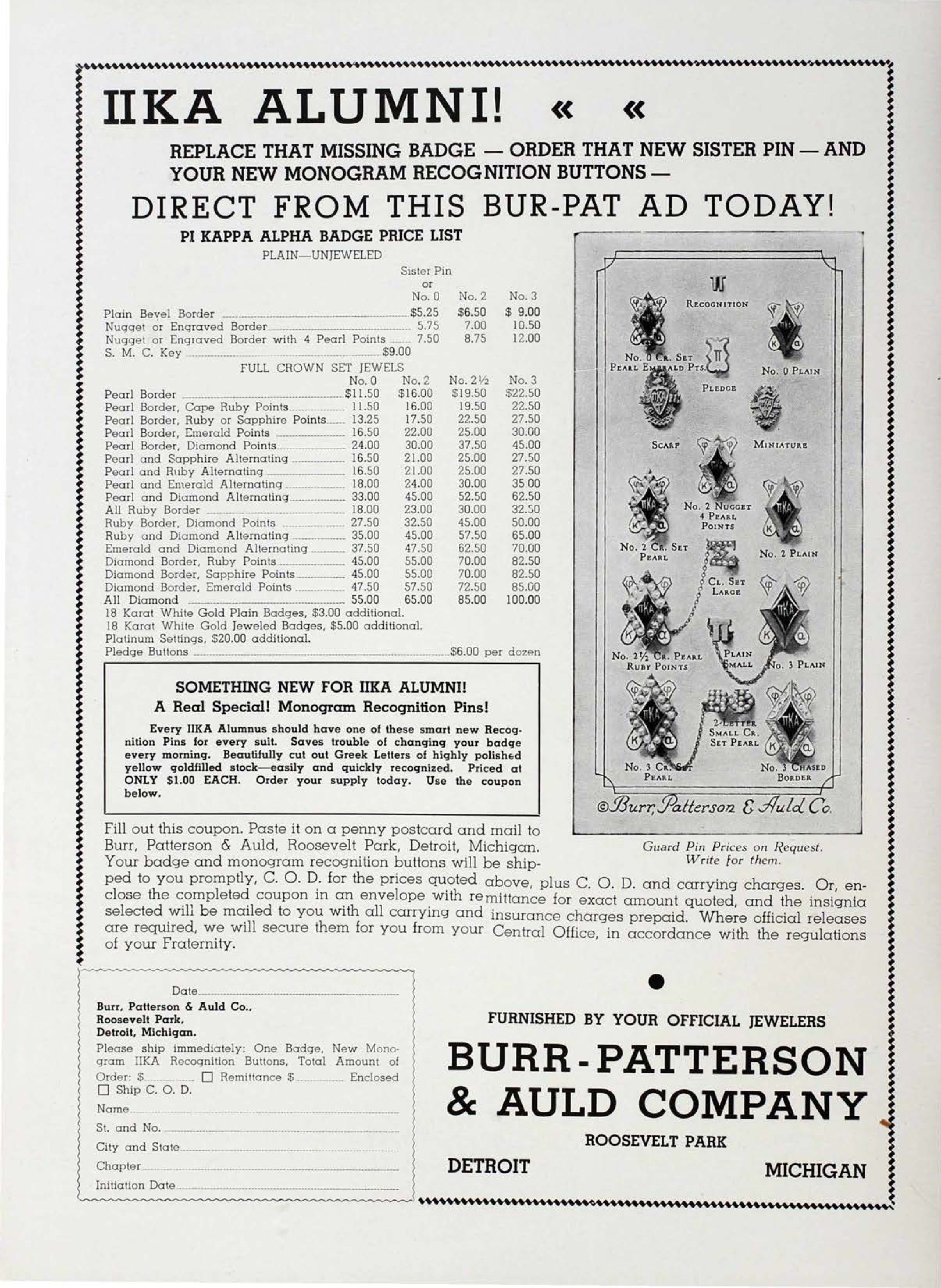 Burr, Patterson & Auld Co. Advertisement, September 1940